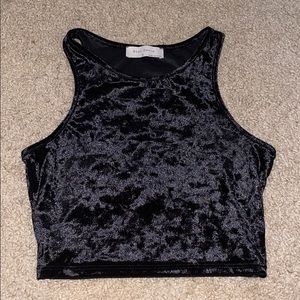 Black Crushed Velvet Crop Top